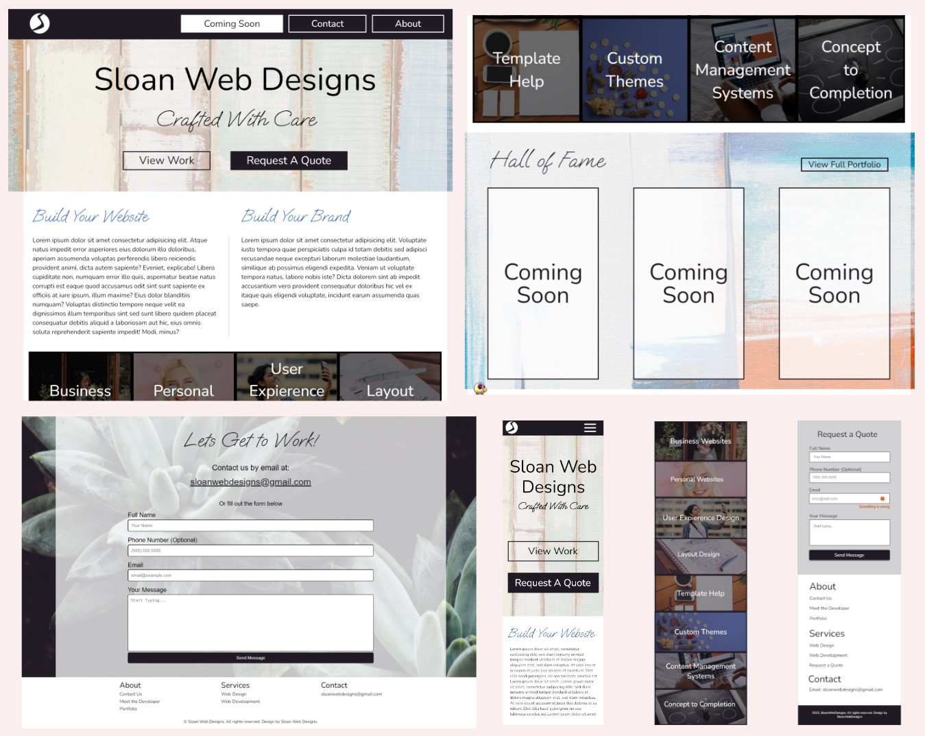 Image of moodboards, font place holders, and the 'OOPS!' web page.